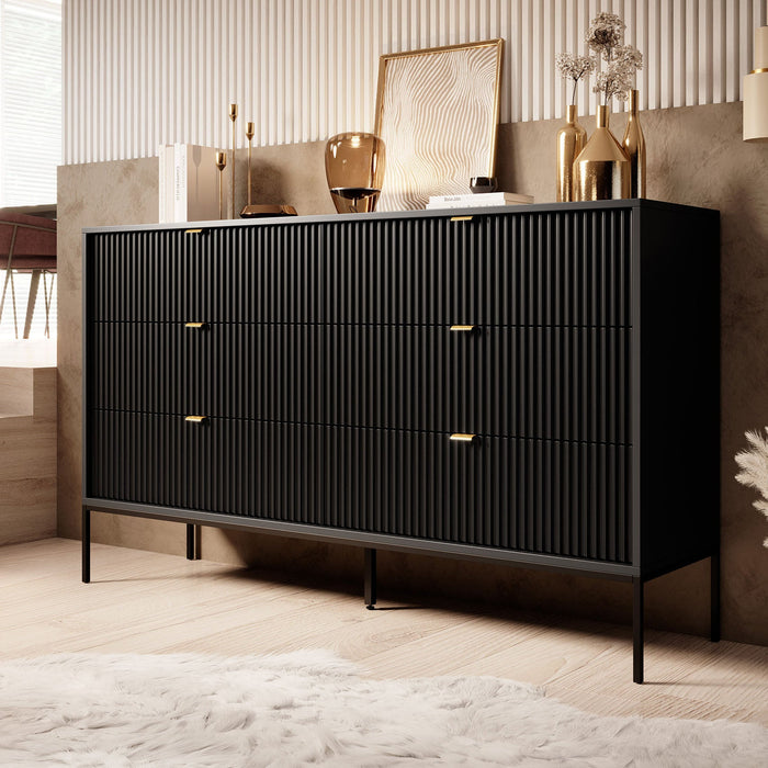 Meubella - Ladekast Navil - Zwart - 154 cm