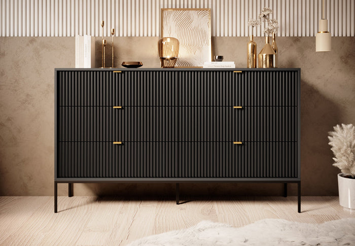 Meubella - Ladekast Navil - Zwart - 154 cm