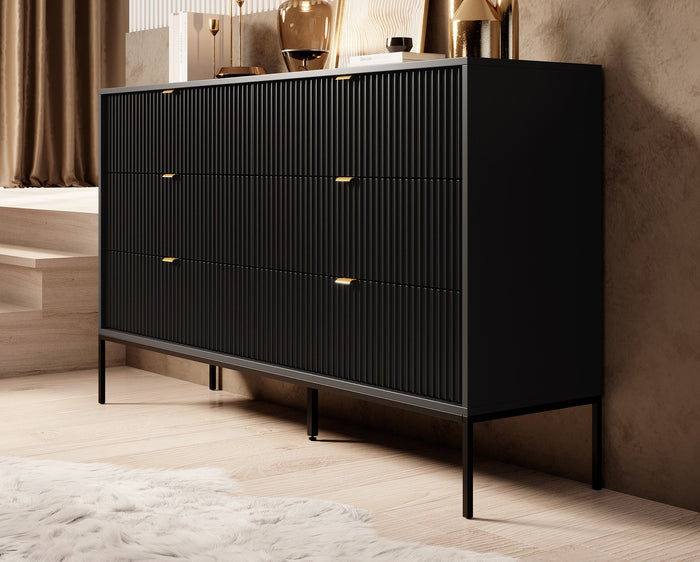 Meubella - Ladekast Navil - Zwart - 154 cm