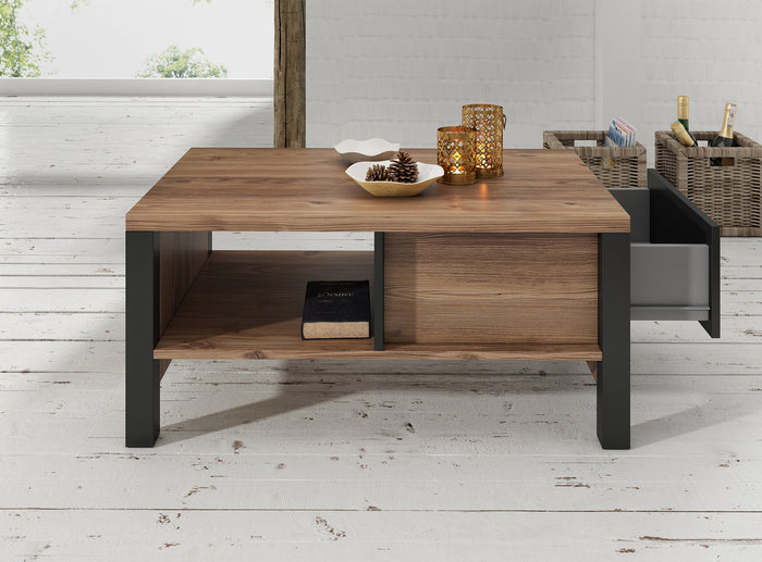 Meubella - Salontafel Olivia - Zwart - Eiken - 90 cm
