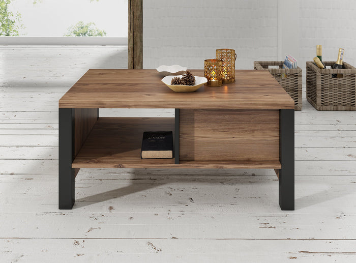 Meubella - Salontafel Olivia - Zwart - Eiken - 90 cm