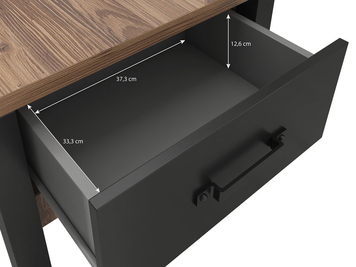 Meubella - Salontafel Olivia - Zwart - Eiken - 90 cm