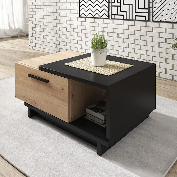 Meubella - Salontafel Incala - Eiken - Zwart - 90 cm