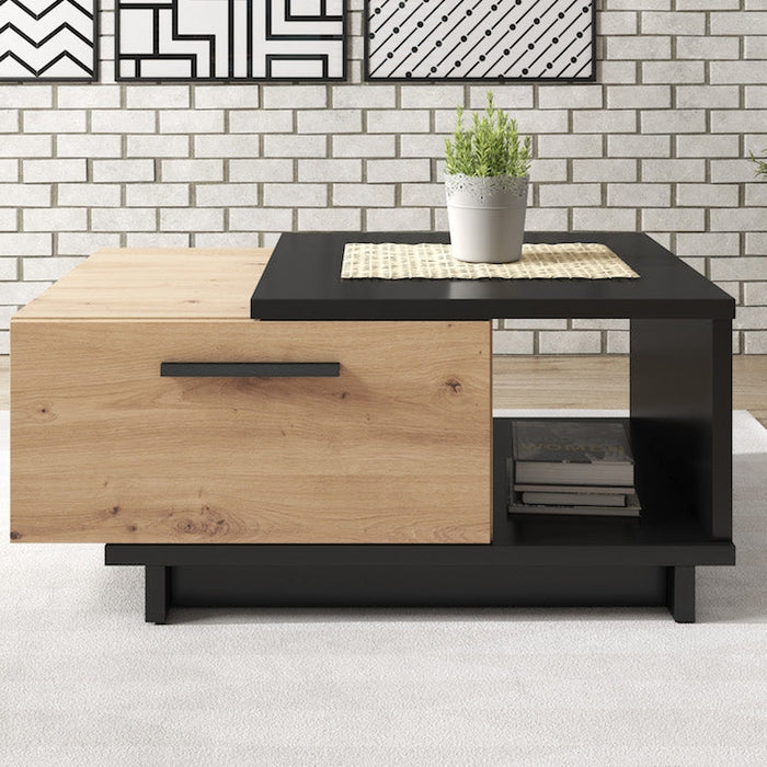 Meubella - Salontafel Incala - Eiken - Zwart - 90 cm