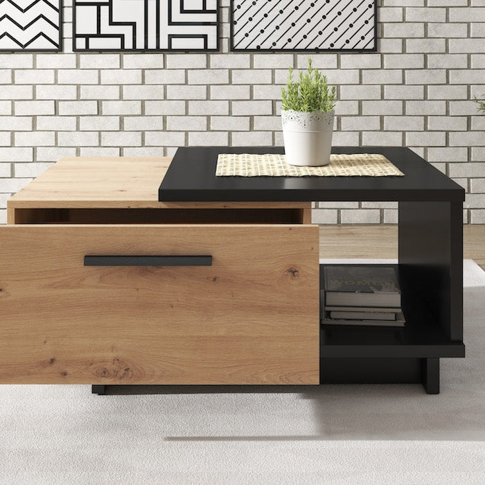 Meubella - Salontafel Incala - Eiken - Zwart - 90 cm