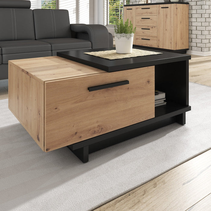 Meubella - Salontafel Incala - Eiken - Zwart - 90 cm