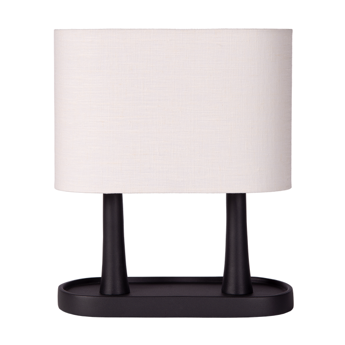 Atmooz Bakati - Tafellamp - Zwart met Wit Linnen Scherm - 30 cm