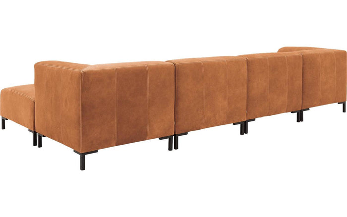 Goossens Zitbank Marshall met hocker in cognac (buffalo)