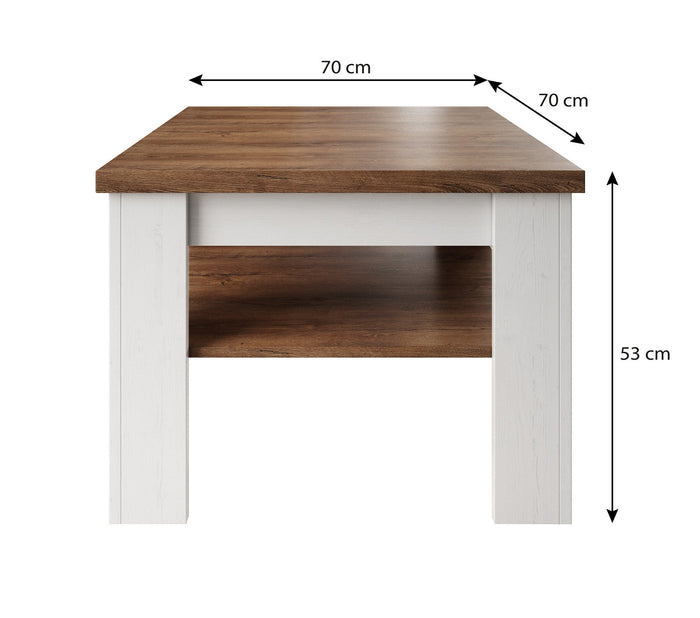 Meubella - Salontafel Parello - Wit - Eiken - 70 cm
