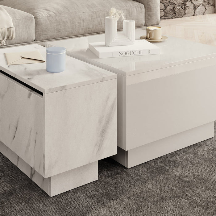 Meubella - Salontafel Micha - Hoogglans wit - 60 cm