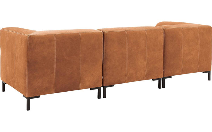 Goossens Zitbank Marshall met hocker in cognac (buffalo)