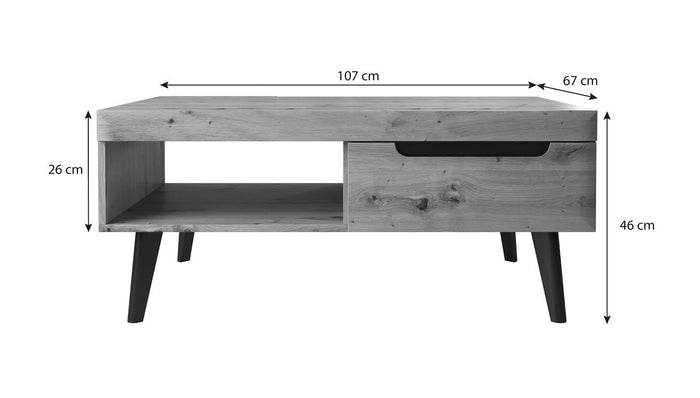 Meubella - Salontafel Nebraska - Wit - Eiken - 107 cm