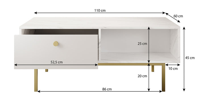 Meubella - Salontafel Frazer - Zwart marmerlook - 110 cm
