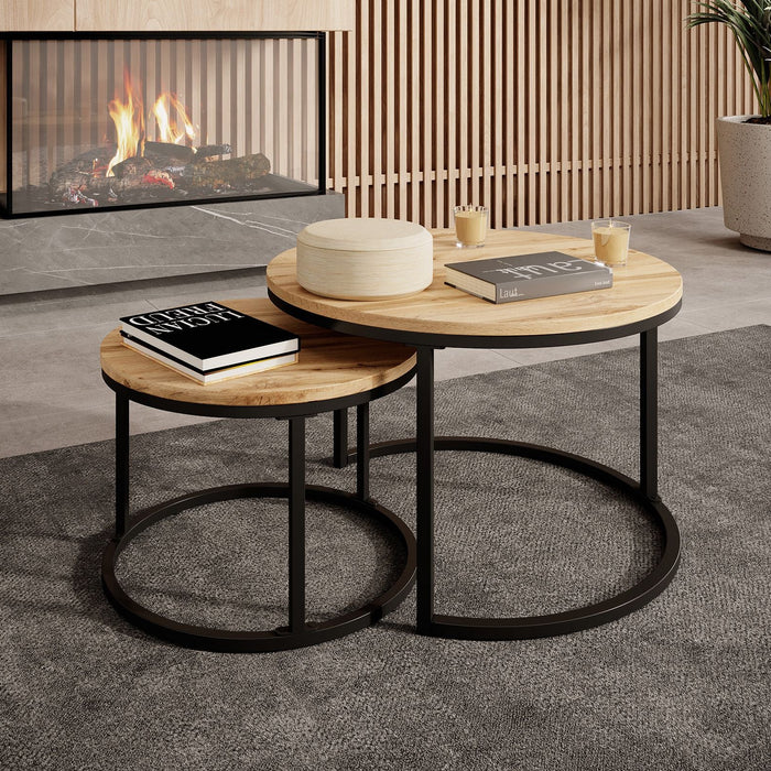 Meubella - Salontafel Ovalo - Eiken - set van 2