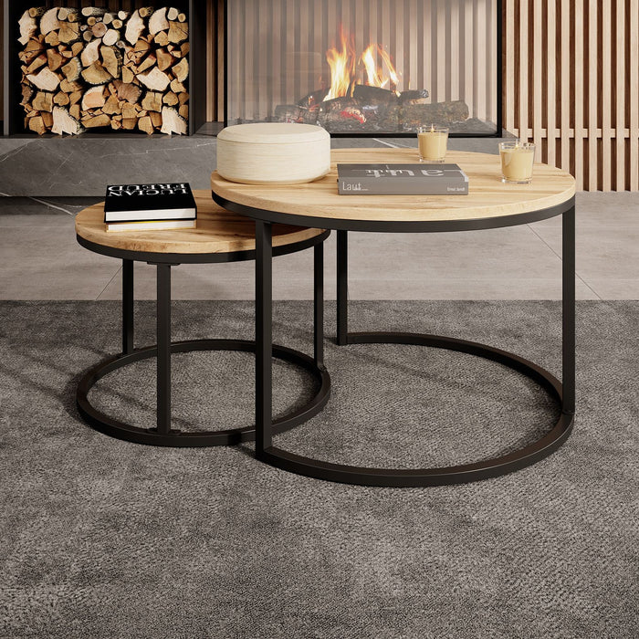 Meubella - Salontafel Ovalo - Eiken - set van 2