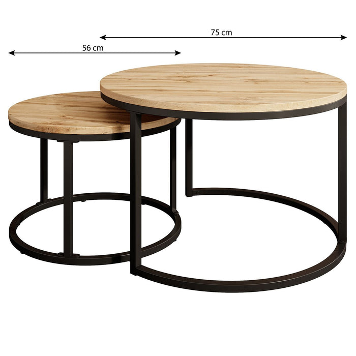 Meubella - Salontafel Ovalo - Eiken - set van 2