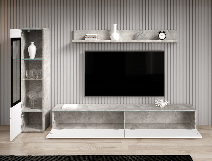 Meubella - Wandmeubel Verity - Wit - Betonlook