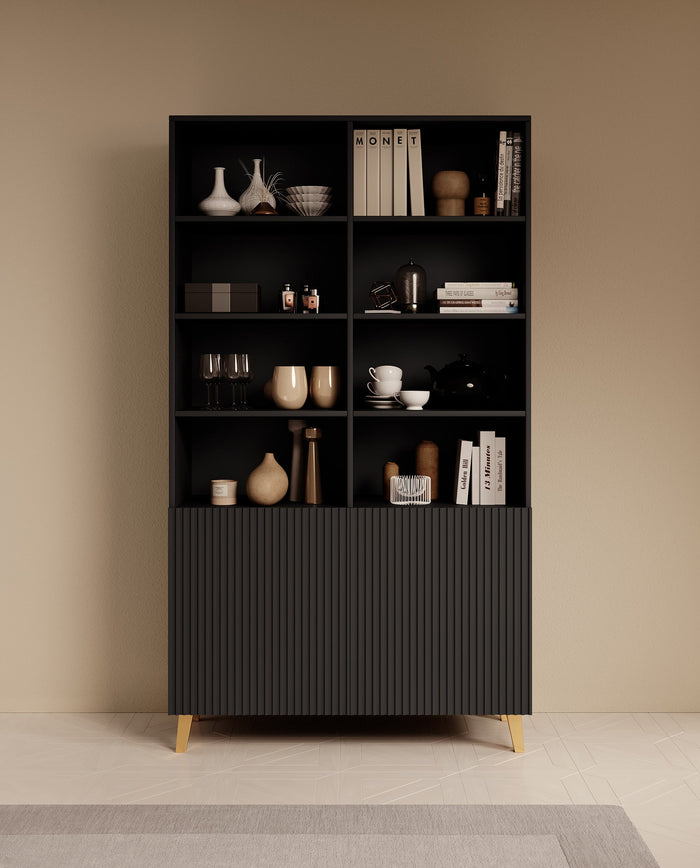 Meubella - Boekenkast Palamos - Mat zwart - 100 cm