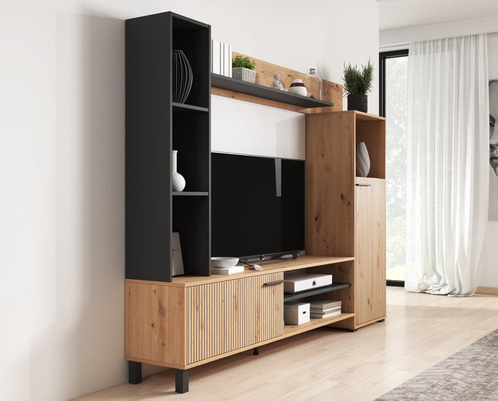 Meubella - Wandmeubel Ronald - Eiken - 208 cm