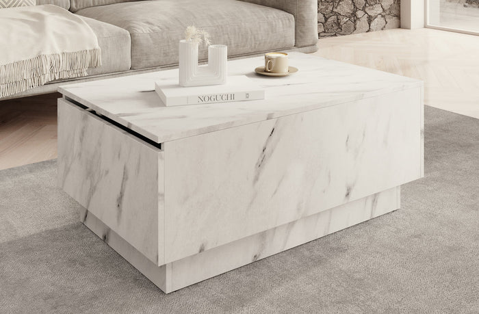 Meubella - Salontafel Micha - Wit marmerlook - 90 cm