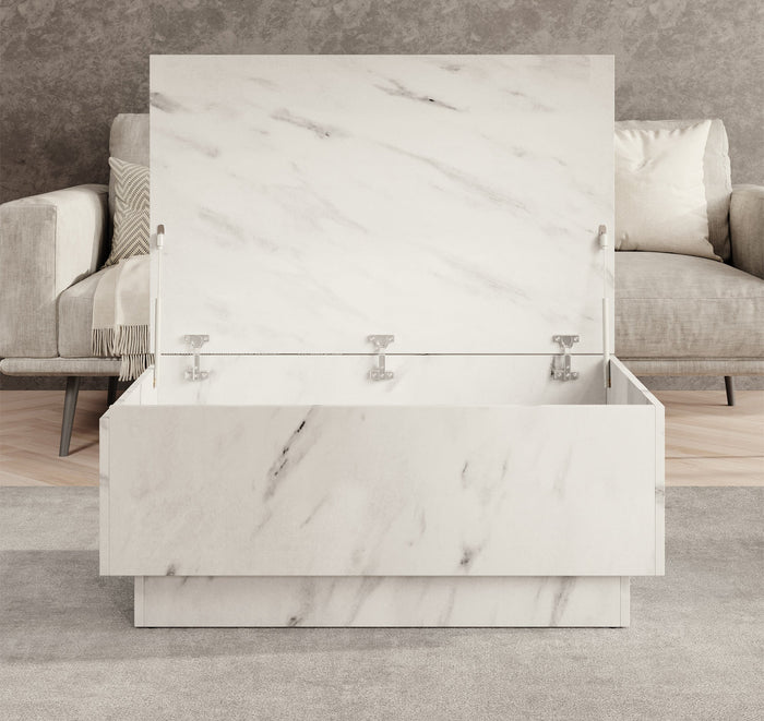 Meubella - Salontafel Micha - Wit marmerlook - 90 cm