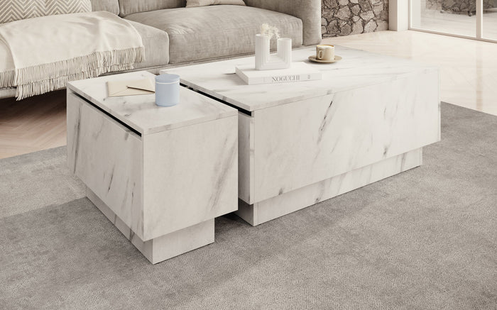 Meubella - Salontafel Micha - Wit marmerlook - 90 cm