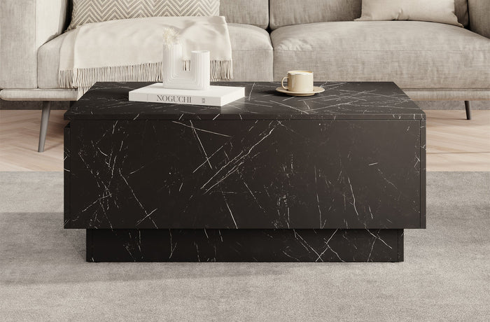 Meubella - Salontafel Micha - Zwart marmerlook - 90 cm