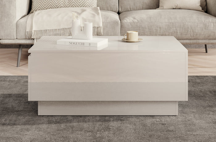 Meubella - Salontafel Micha - Hoogglans wit - 90 cm