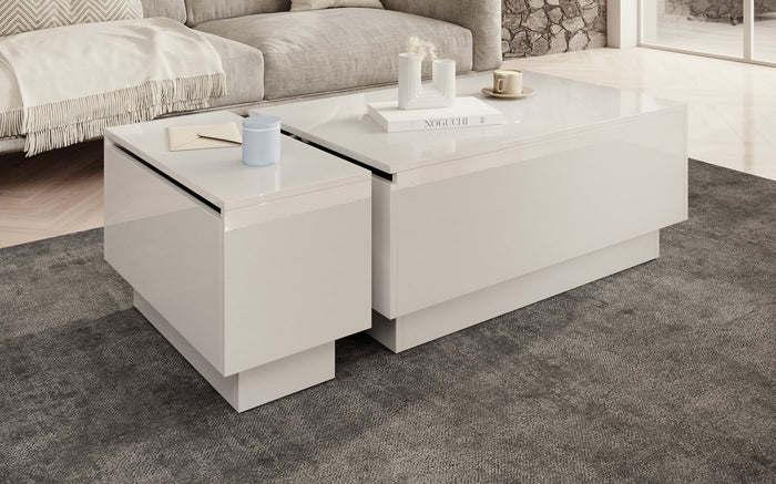 Meubella - Salontafel Micha - Hoogglans wit - 90 cm