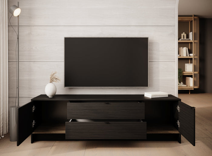 Meubella - TV-Meubel Lennard - Zwart eiken - 183 cm