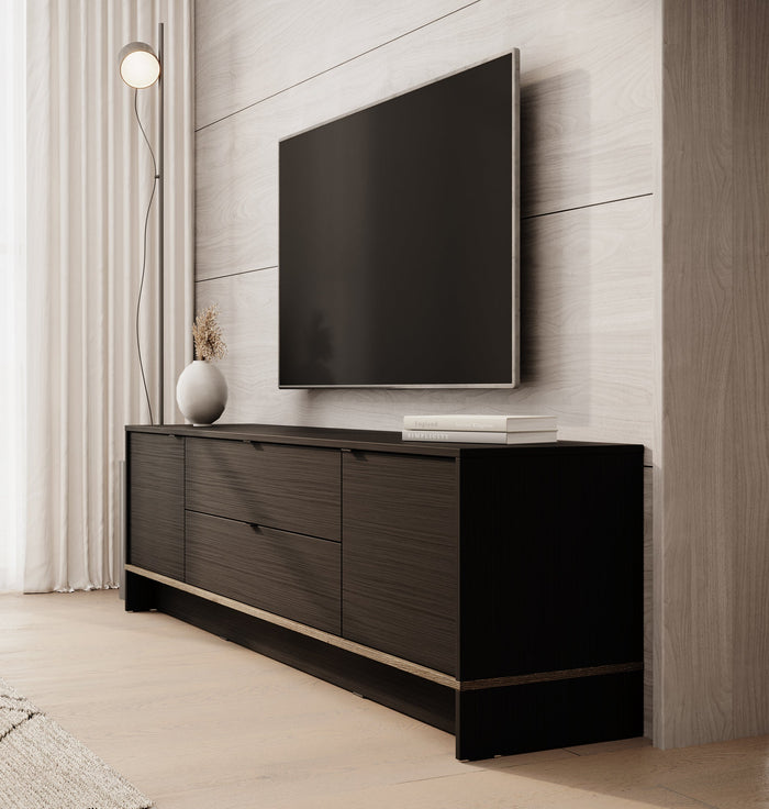 Meubella - TV-Meubel Lennard - Zwart eiken - 183 cm
