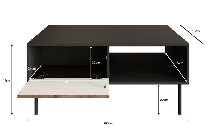 Meubella - Salontafel Cordoba - Zwart 2 - 100 cm