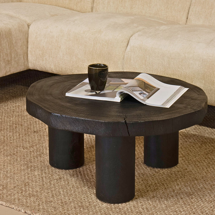 Giga Meubel - Salontafel Rond 75cm - Zwart Acaciahout - Driepoot - Enzo