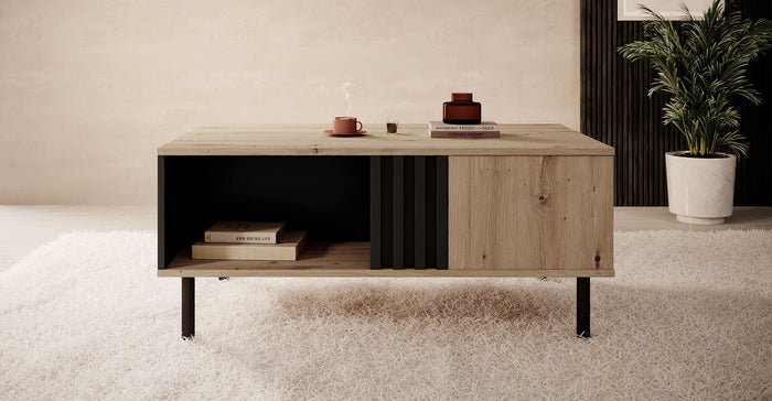 Meubella - Salontafel Marcos - Eiken - Antraciet - 100 cm