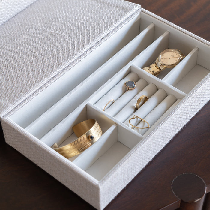 J-Line Juwelendoos Rechthoek Polyester Grijs