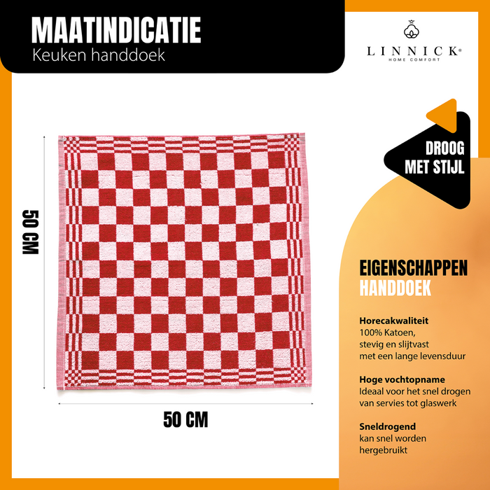 LINNICK Keukendoekset Blok 50x50cm - rood - set van 6