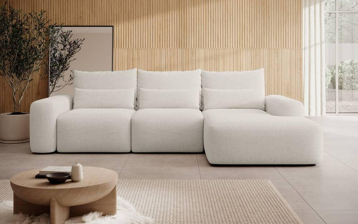 NADUVI Collection Hoekbank met slaapfunctie Calvados rechts chenille