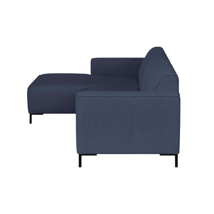 by fonQ Loft Hoekbank met Chaise Longue Links - Chenille - Donkerblauw