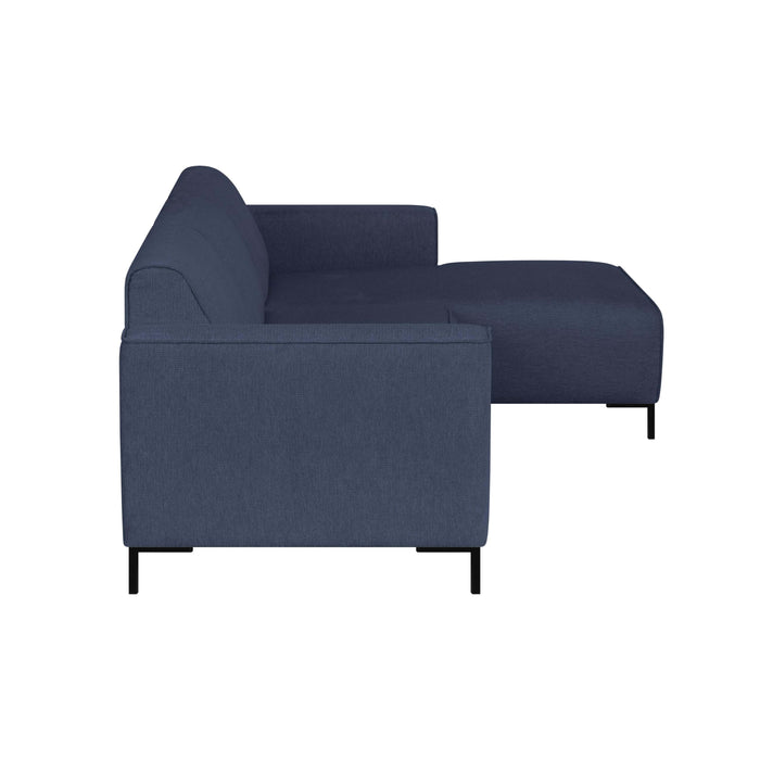 by fonQ Loft Hoekbank met Chaise Longue Rechts - Chenille - Donkerblauw