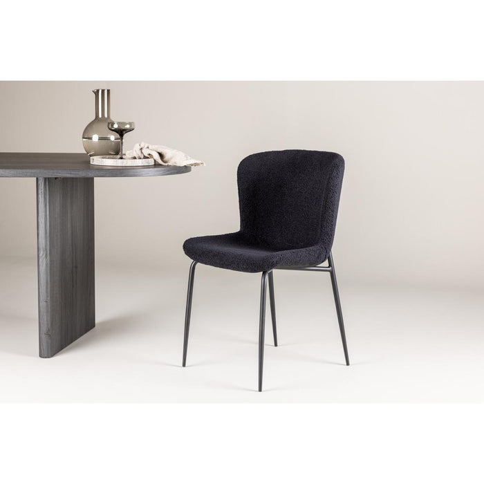 Svea - Miko eetkamerstoel - teddy - zwart