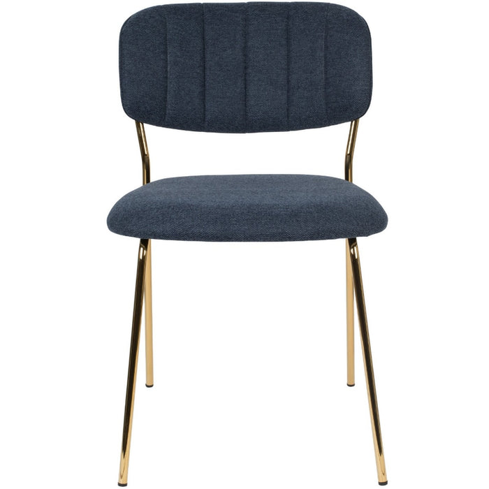 Puur - Viken eetkamerstoel stof donkerblauw - goud onderstel