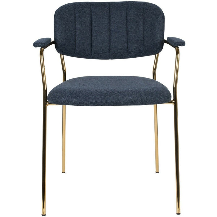 Puur - Viken armstoel stof donkerblauw - goud onderstel