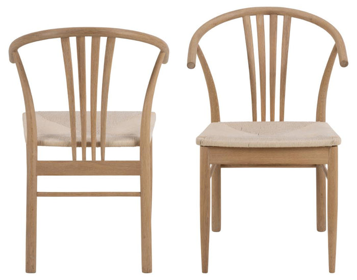 Hjem Interiors Saga Eetkamerstoel Blank Eiken|Gebroken Wit set van 2