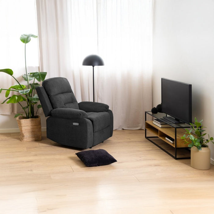 Giga Living - Relaxfauteuil Donkergrijs Stof - Verstelbaar - Zarna