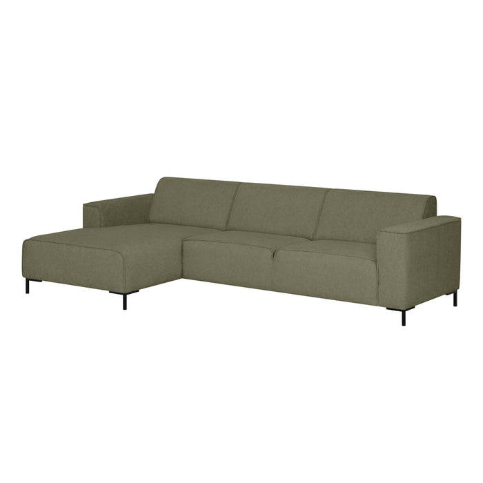 by fonQ Loft Hoekbank met Chaise Longue Links - Chenille - Groen