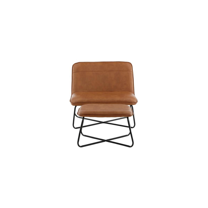 Svea - Selo fauteuil met voetenbank - lederlook - cognac