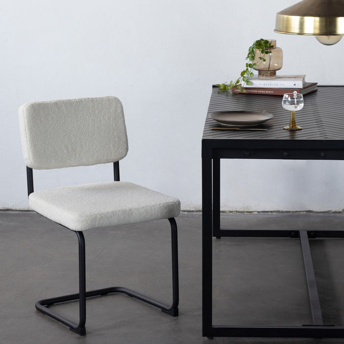 Giga Meubel - Stoel Liz Teddy Wit - Teddy|Metaal