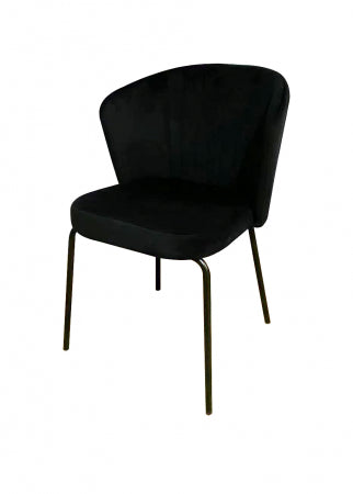Giga Meubel - Stoel Velvet Zwart - Zwart Metaal - Schelp - Mendy - Set van 2