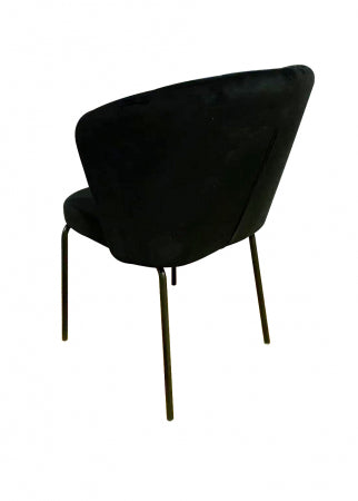 Giga Meubel - Stoel Velvet Zwart - Zwart Metaal - Schelp - Mendy - Set van 2