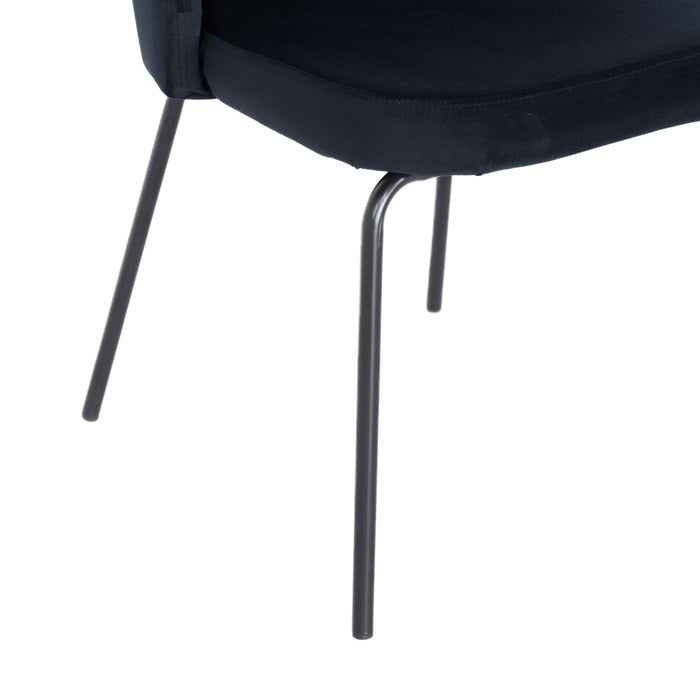 Giga Meubel - Stoel Velvet Zwart - Zwart Metaal - Schelp - Mendy - Set van 2